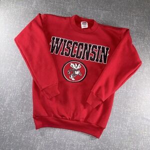 Wisconsin Badgers Sweatshirt Mens Medium Red NCAA College Football Trau Loevner